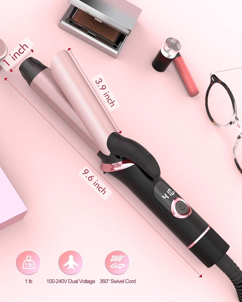 NFie Mini Curling Iron for Travel, Dual Voltage Curling Wand with European, UK Plug Adapter, Small Wave Hair Curler for Short, Long Hair, Tiny Long Barrel Hot Tool Temp Control up to 410℉, 1 Inch - Image 2